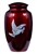 MOTHER OF PEARL BURGUNDY RED INLAY METAL URN-DOVE