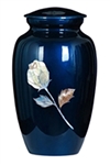 MOTHER OF PEARL BLUE INLAY METAL URN-ROSE