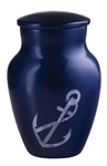 ANCHOR MOTHER OF PEARL BLUE METAL URN