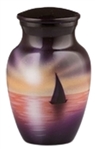 HAND PAINTED METAL URN-SUNSET